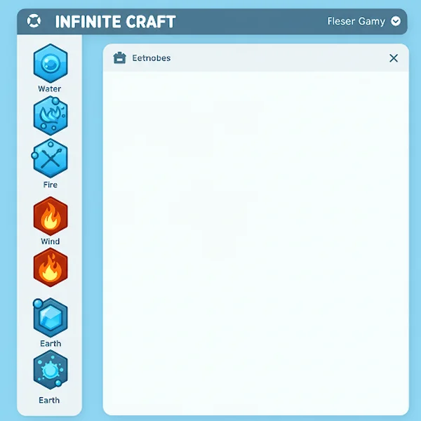 Alt text: Infinite Craft game interface with basic elements