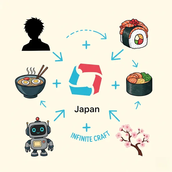 Combining Japan with cultural elements in Infinite Craft