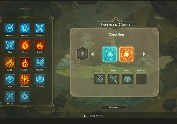 Antarmuka permainan Infinite Craft yang menampilkan elemen hewan