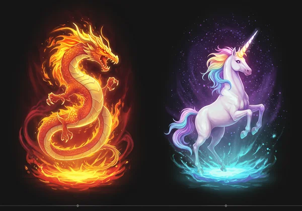 Dragon and Unicorn being crafted in Infinite Craft