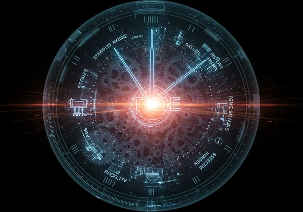 Un cadran d'horloge avec des engrenages, symbolisant le concept du temps