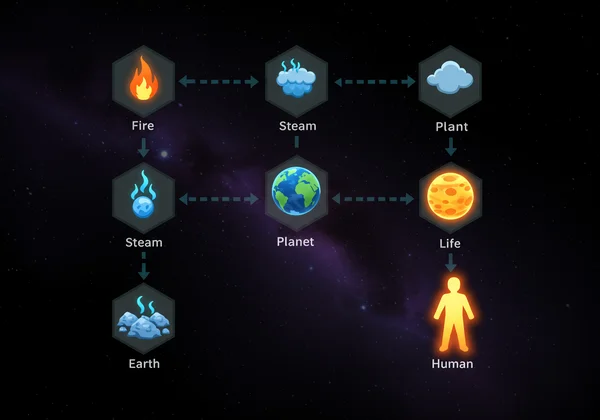 Crafting path from elements to Human in Infinite Craft