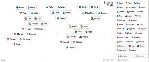 Infinite Craft Sakura Island Japan recipe"